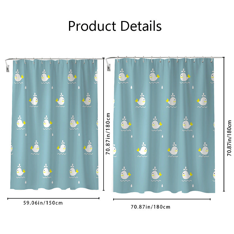 Playful Whale Theme Shower Curtain LoungeYard — product view 3