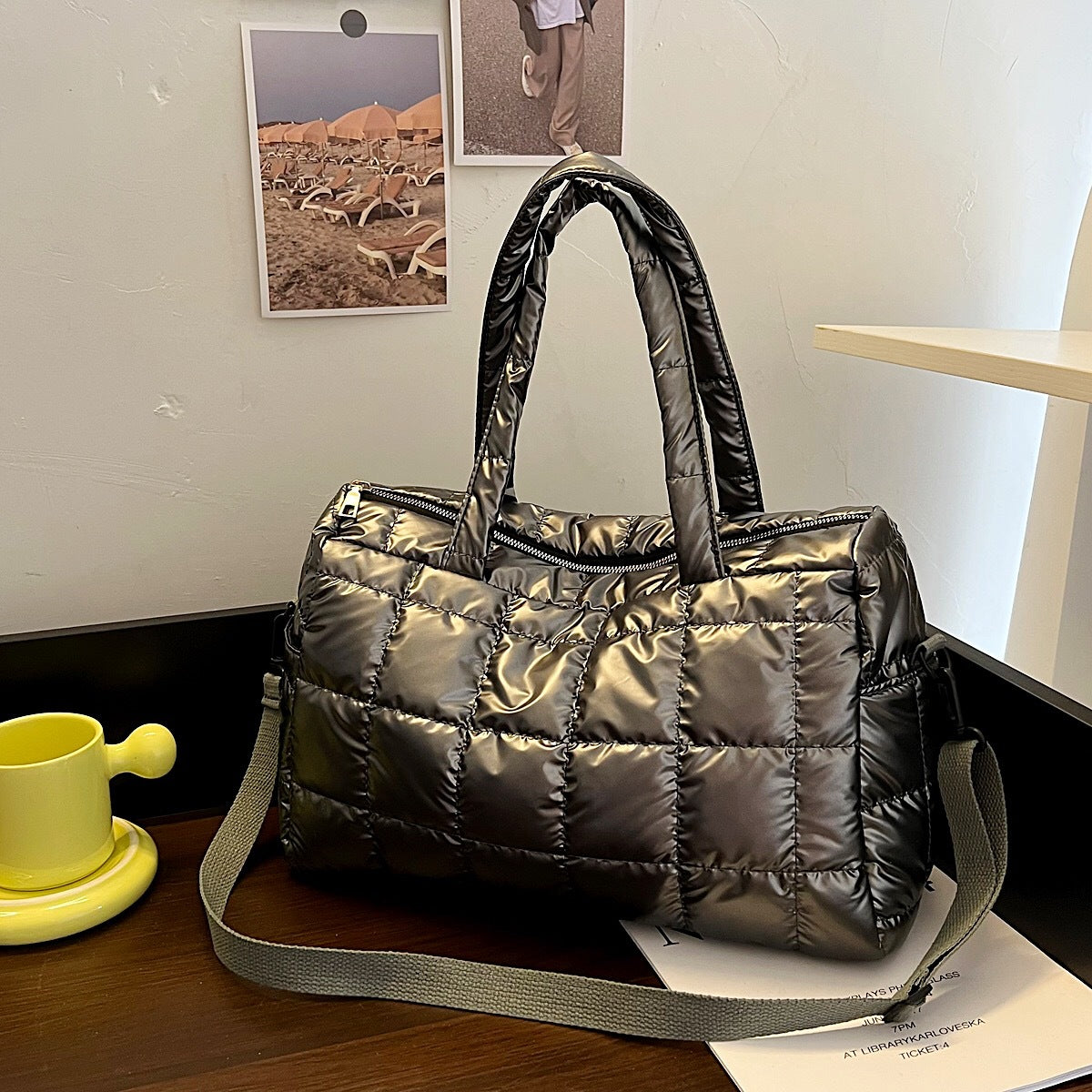 Puffer-Style Multi-Functional Travel Handbag — product view 1