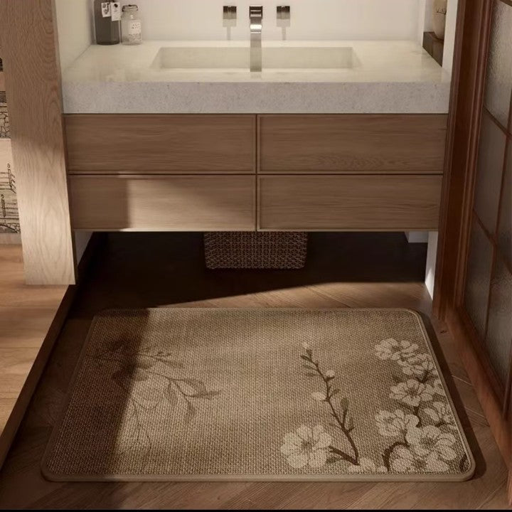 Textured Floral Design Bathroom Mat — product view 2