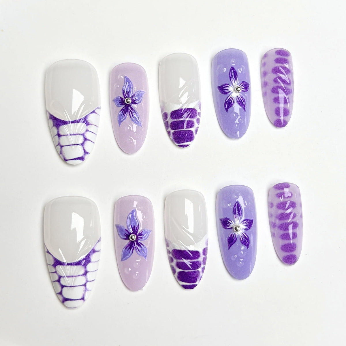 Artistic Floral-Designed Press-On Nail Set 1790745711 — product view 2