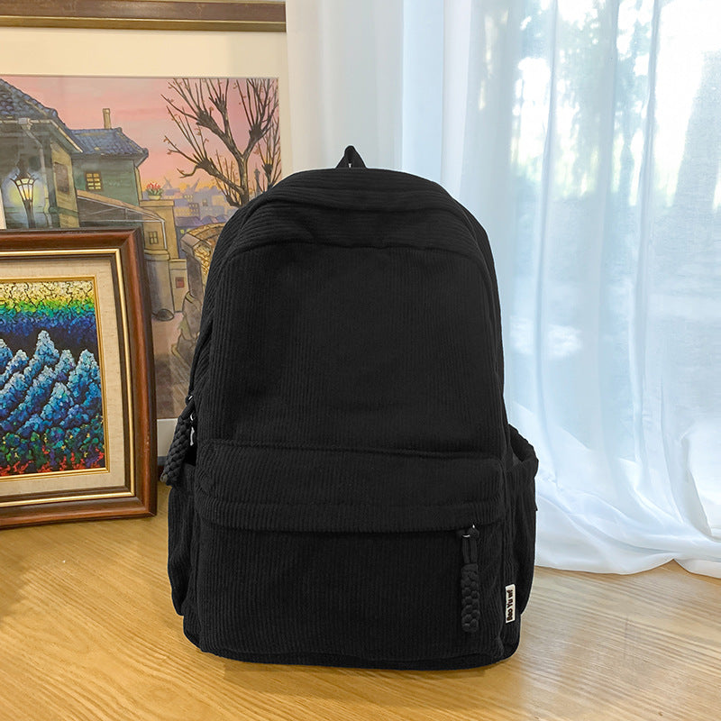 Corduroy Textured Backpack LoungeYard — product view 3