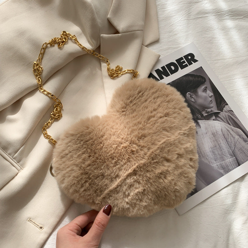 Stylish Heart-Shaped Plush Handbag — product view 4
