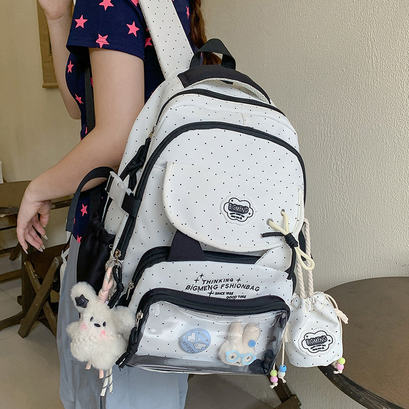 Polka Dot Design Backpack with Multiple Compartments LoungeYard — product view 3