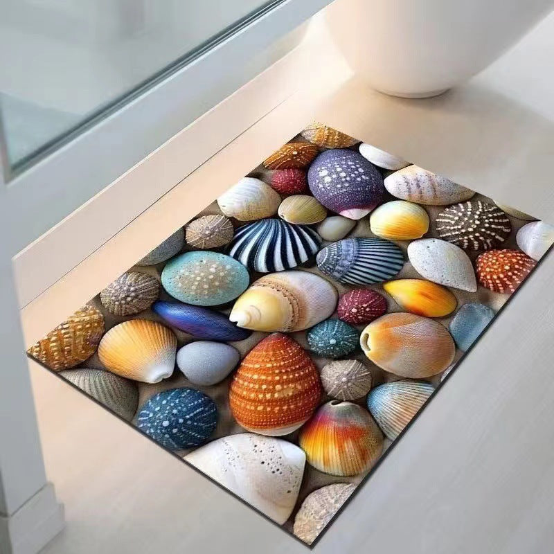 Coastal Seashell Design Bath Mat LoungeYard — product view 6