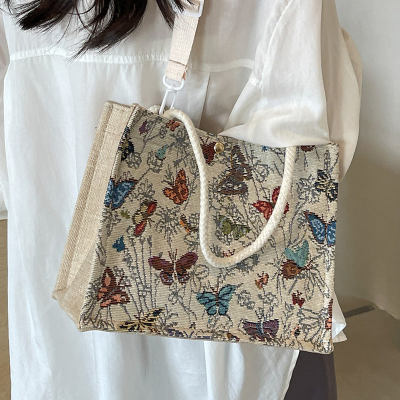 Floral Embroidered Canvas Tote Bag 1790616768 — product view 2