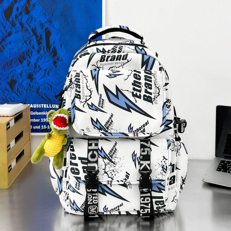 Graphic Print Multi-Pocket Backpack LoungeYard — product view 7