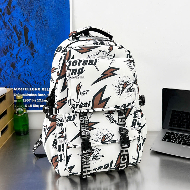 Graphic Print Multi-Pocket Backpack LoungeYard — product view 6