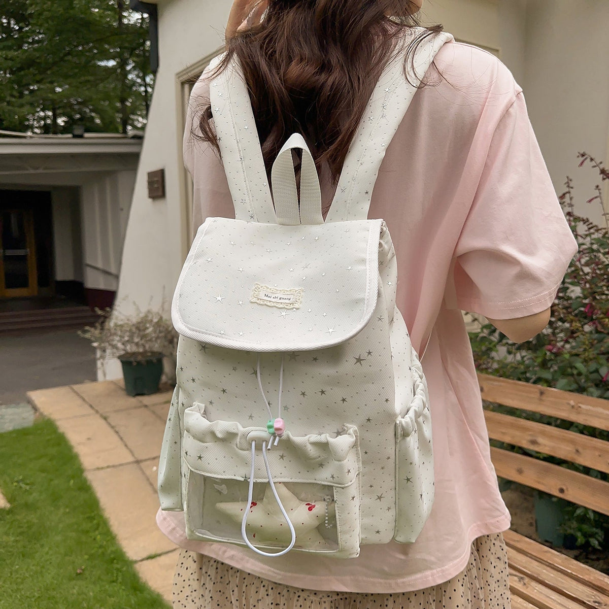 Fun Star-Embellished Mini Backpack LoungeYard — product view 3