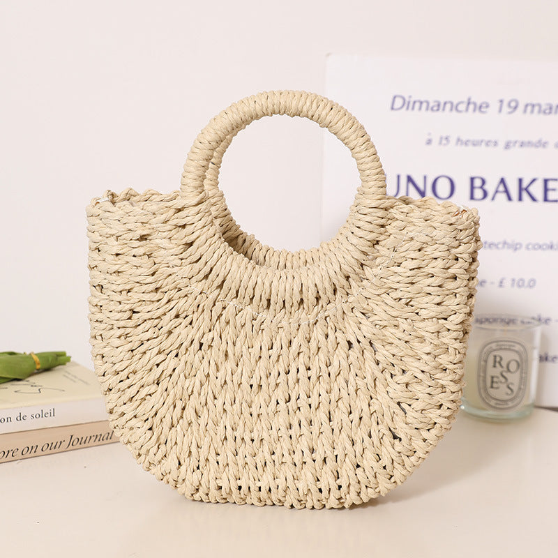 Trendy Bast Bag with Round Handle and Textured Design LoungeYard — product view 7