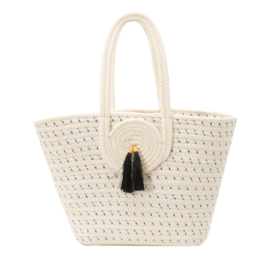 Striped Woven Beach Tote — product view 2