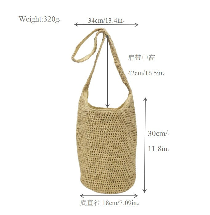 Braided Natural Material Tote Bag LoungeYard — product view 6