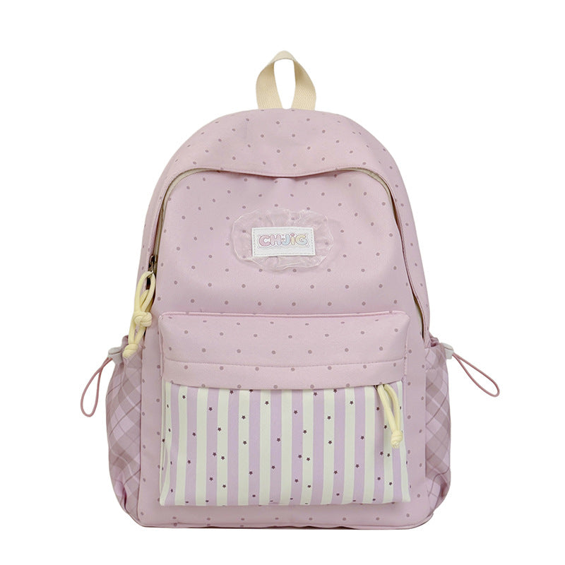 Cute Polka Dot Patterned Casual Backpack LoungeYard — product view 5