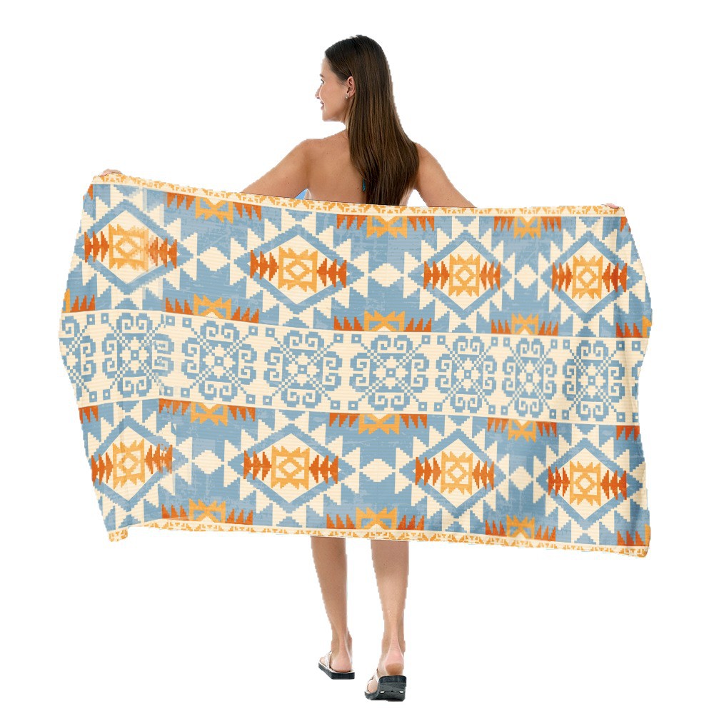 generously cut beach towel with elegant mosaic design LoungeYard — product view 4