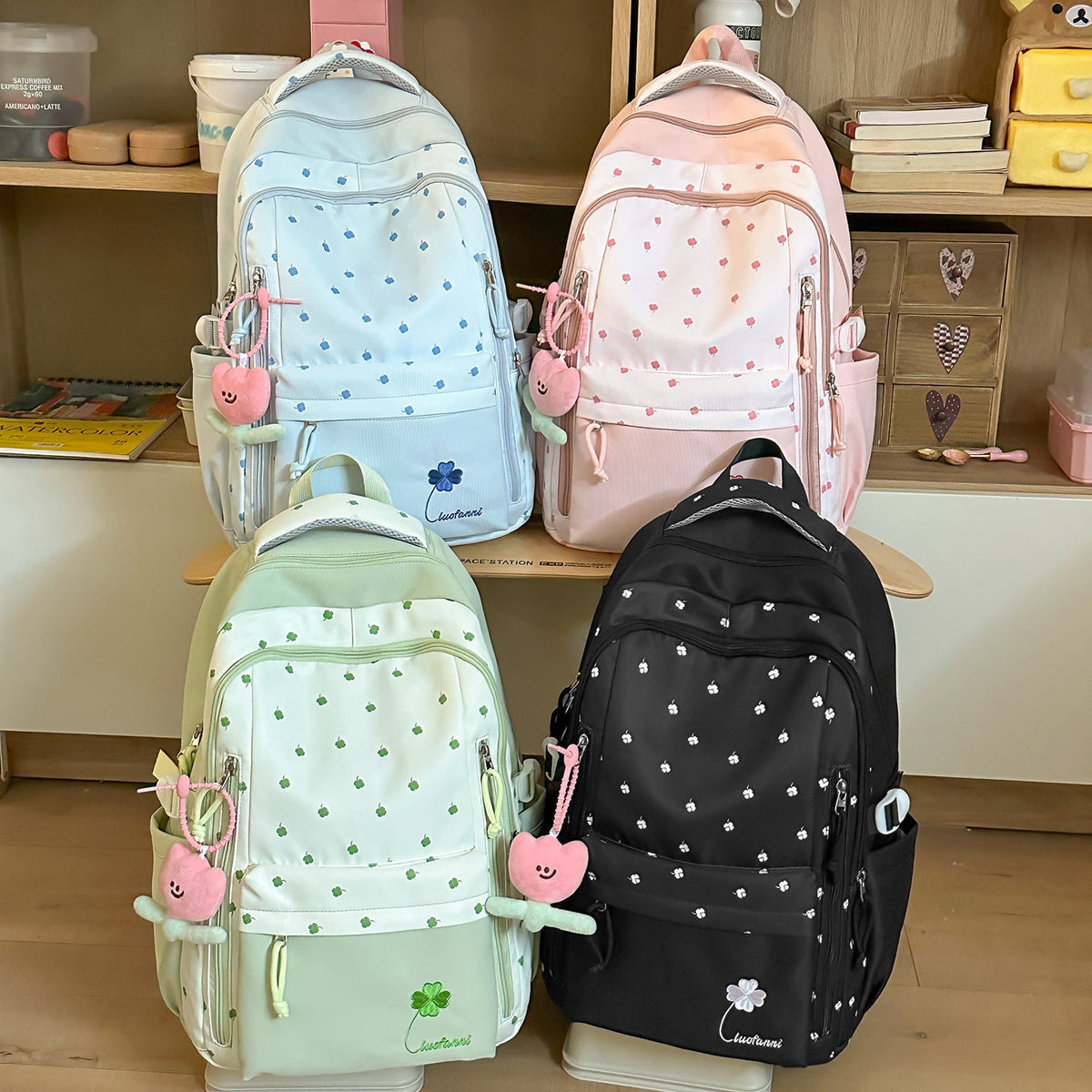 Playful Floral-Themed School Backpack LoungeYard — product view 4