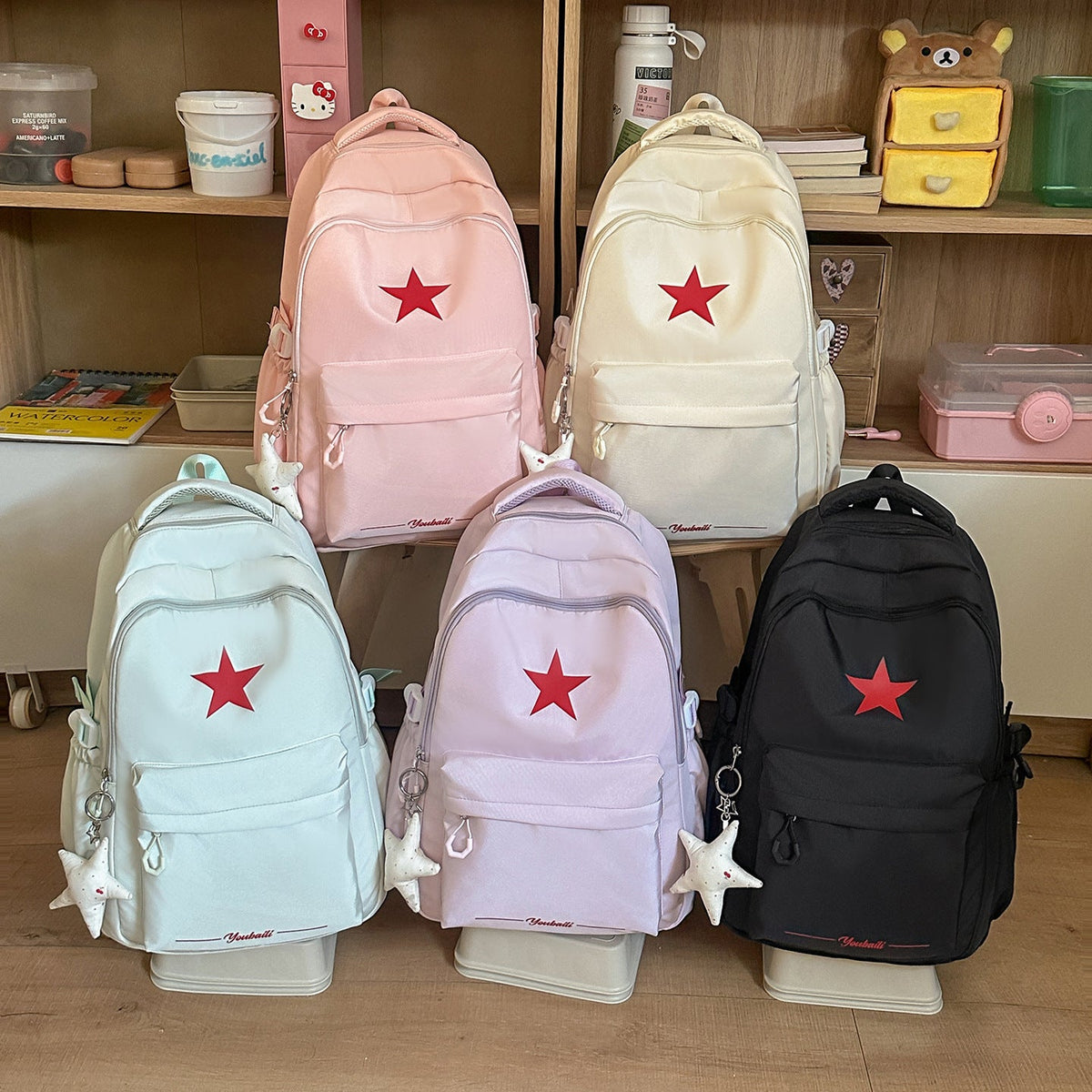 Casual Backpack with Stylish Star Design LoungeYard — product view 4