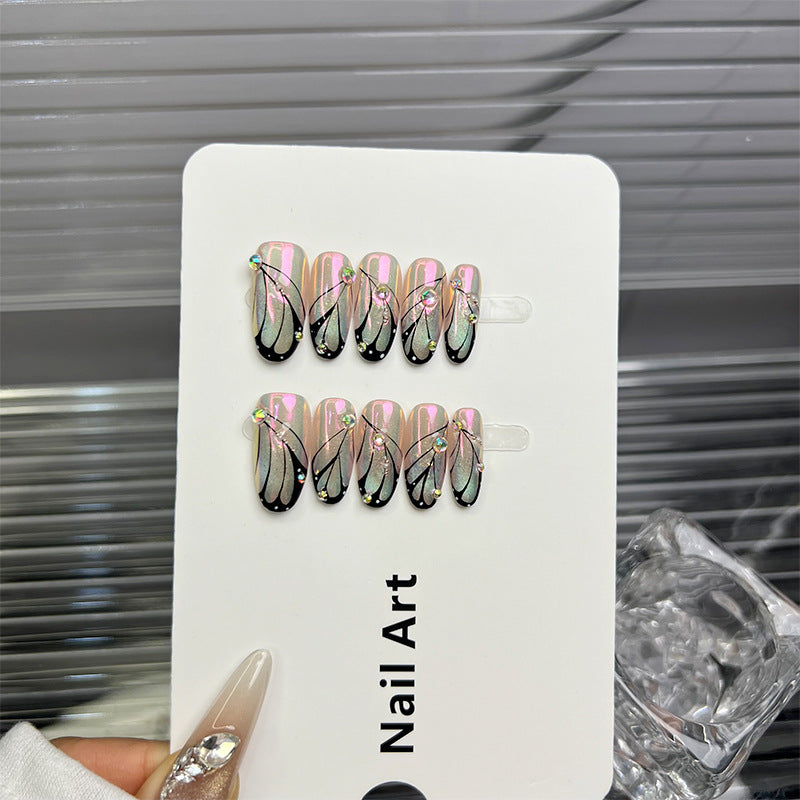 Artistic Rhinestone-Embellished Press-On Nail Tips — product view 3