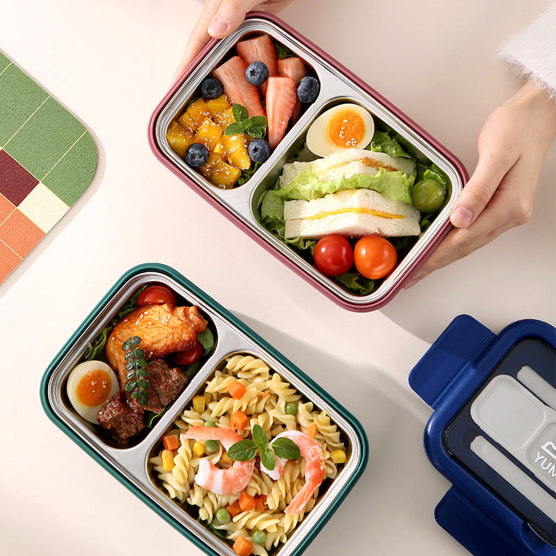 Stylish Multi-Compartment Bento Lunch Box with Integrated Cutlery — product view 2