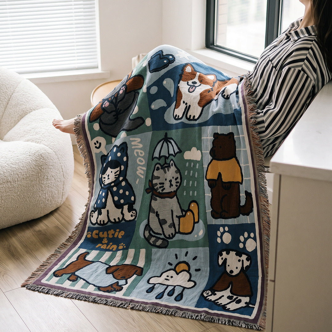 Playful Animal-Themed Tapestry Throw Blanket — product view 2