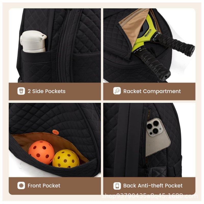 Quilted Tennis Racket Backpack LoungeYard — product view 3