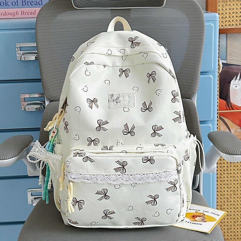 Feminine Bow-Patterned Casual Backpack LoungeYard — product view 7
