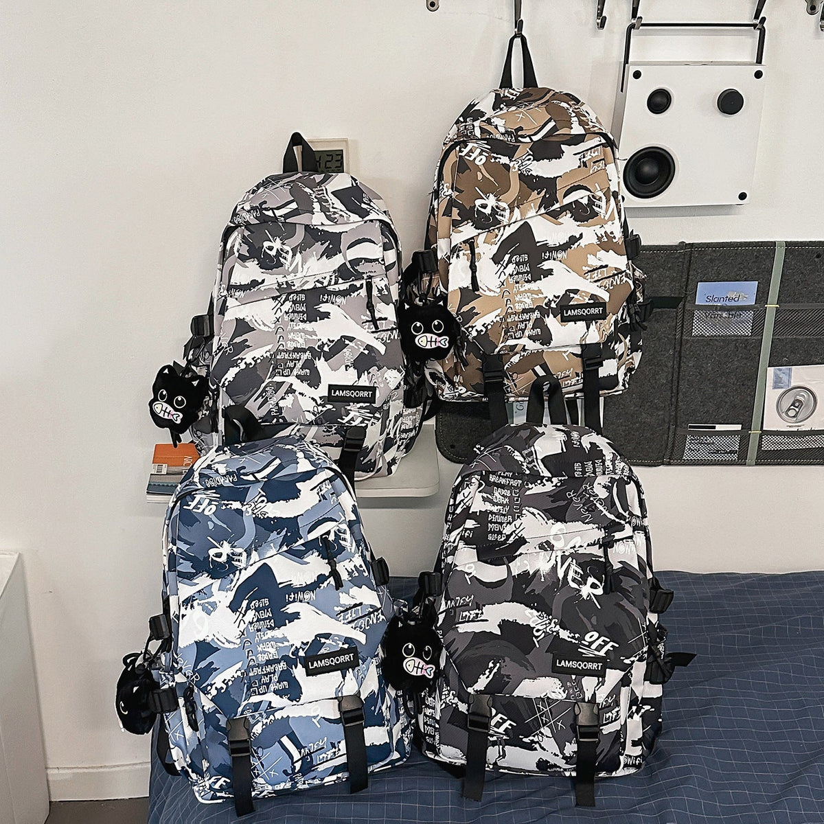 Graffiti Print Casual Backpack LoungeYard — product view 4