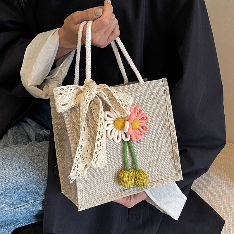 Decorative Floral Handcrafted Tote Bag — product view 4