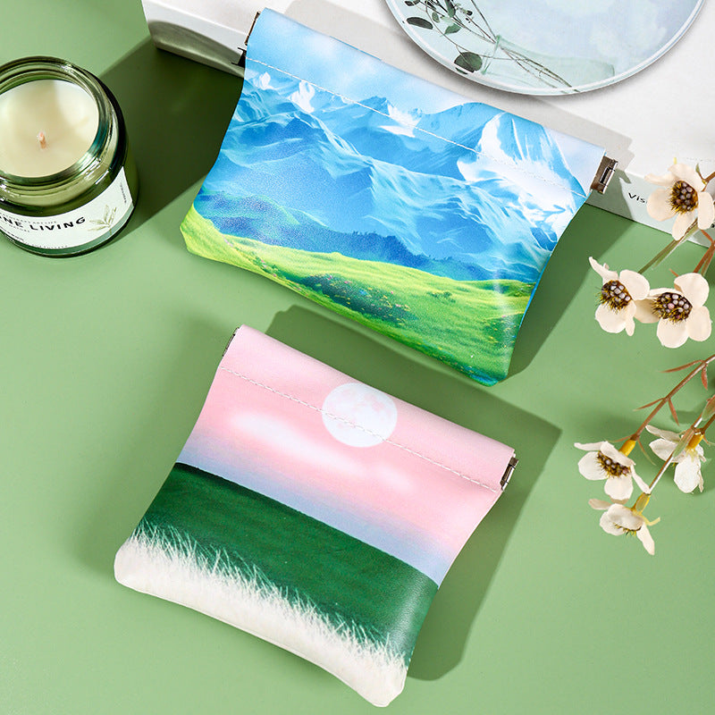 Artistic Landscape-Themed Zippered Coin Pouch — product view 4