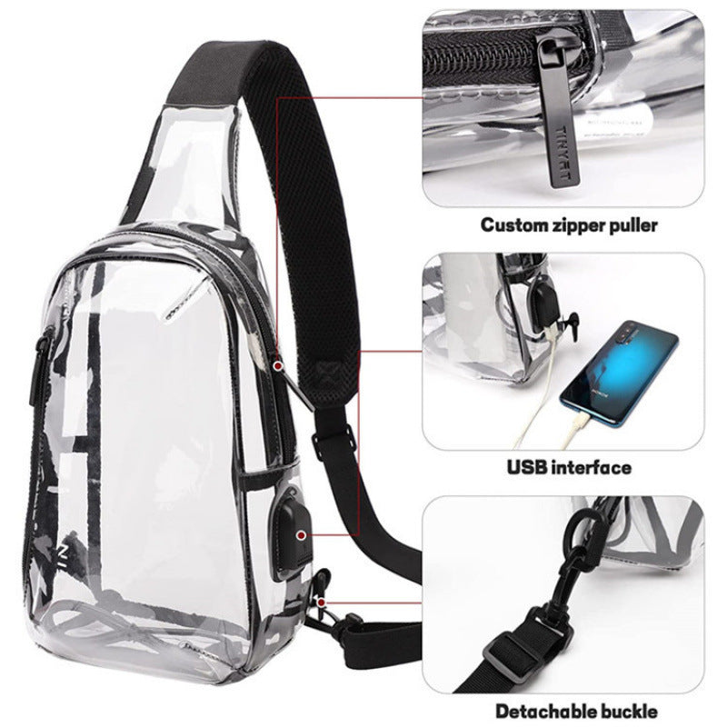 Transparent sling bag with practical multi-pocket design LoungeYard — product view 4