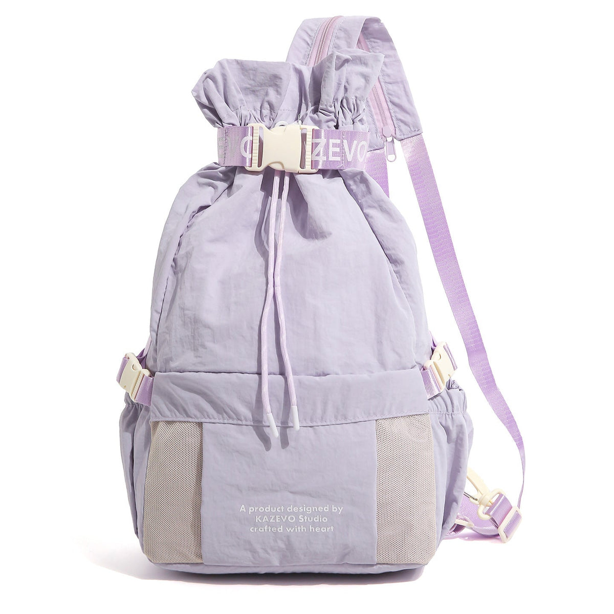 Casual Drawstring Backpack with Mesh Pockets LoungeYard — product view 4