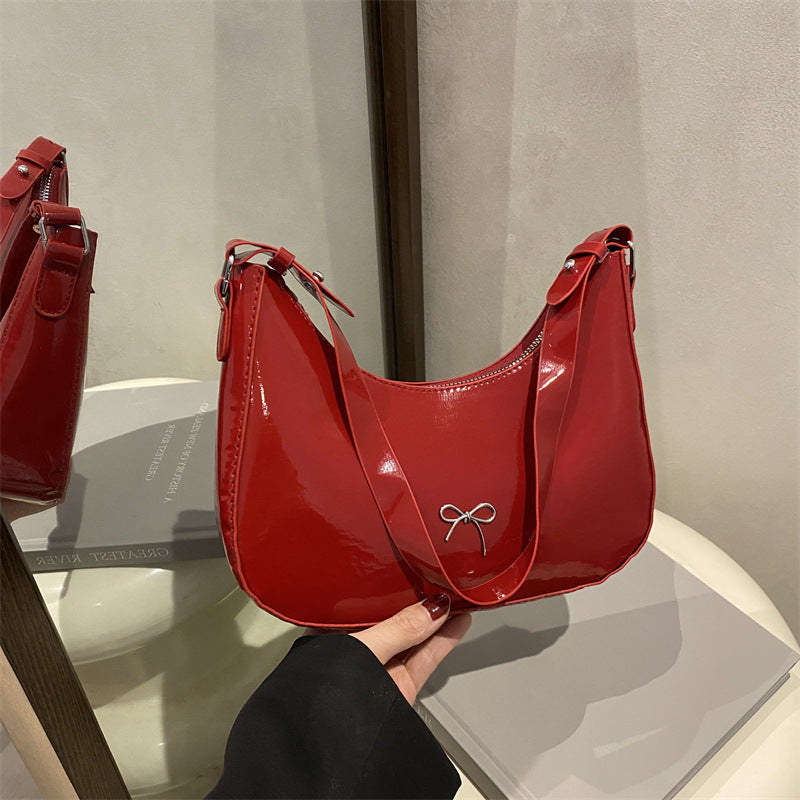 Premium Glossy Faux Leather Hobo Bag LoungeYard — product view 4