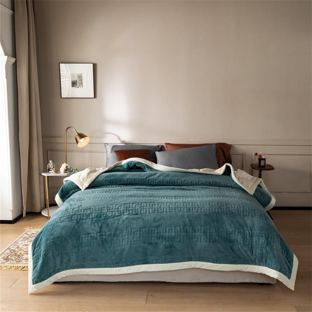 Reversible quilted comforter with structured box stitching and cotton trim — product view 6