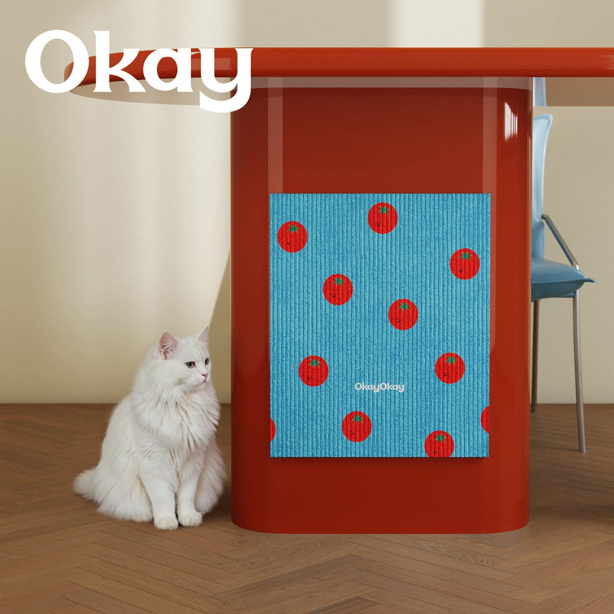 Decorative Ribbed Cotton Kitchen Tea Towel with Tomato Print — product view 1