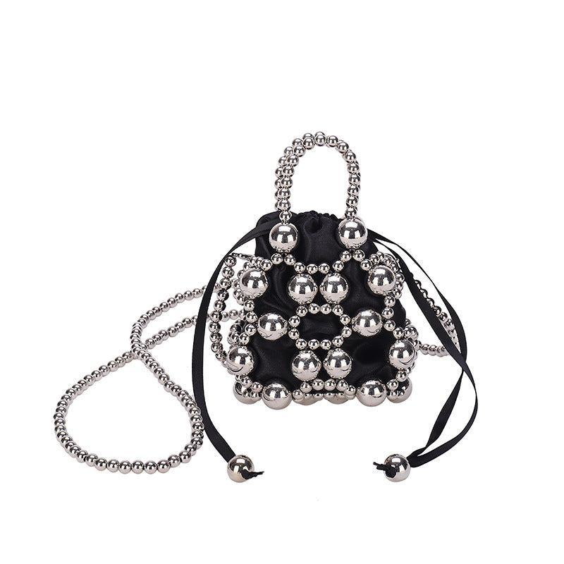 Decorative Pearl-Embellished Mini Drawstring Handbag — product view 2