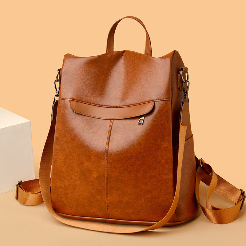 Versatile Structured Leather Backpack LoungeYard — product view 3