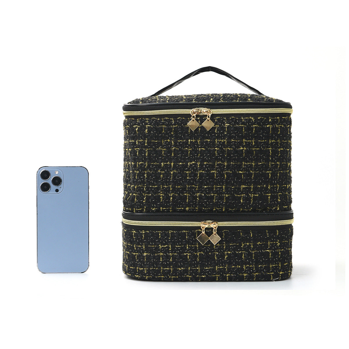 Cosmetic organizer bag with elegant fabric LoungeYard — product view 3