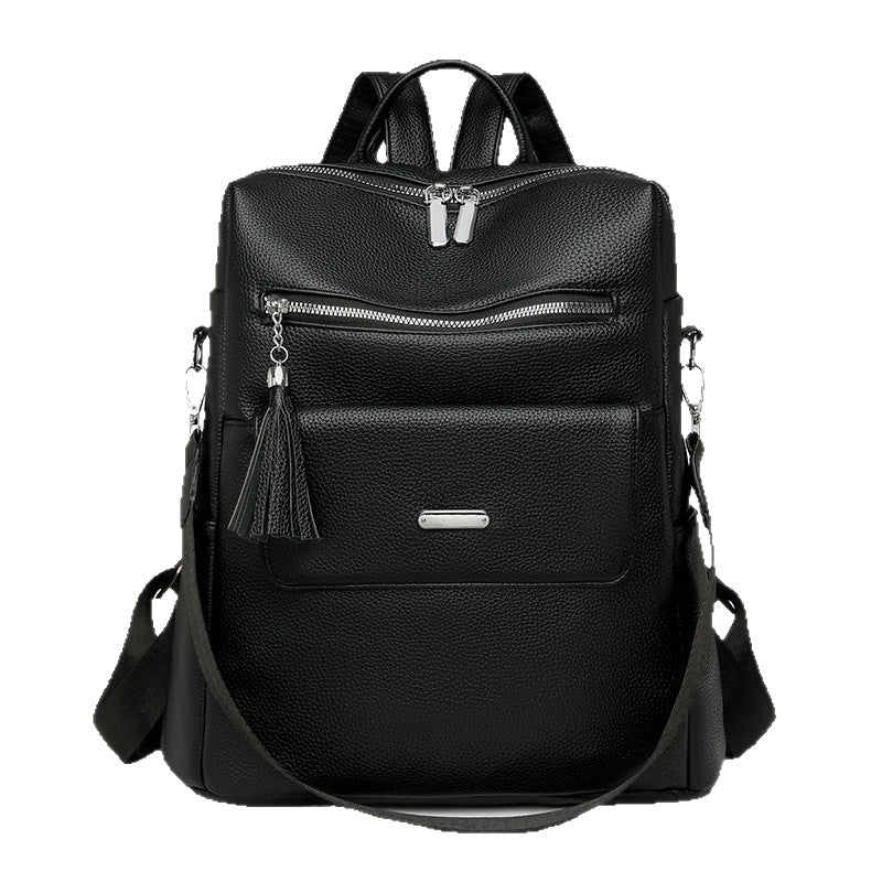 Stylish Multi-Pocket Leather Backpack LoungeYard 1788673935 — product view 3