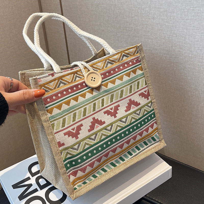 Ethnic Patterned Canvas Shopping Bag — product view 4