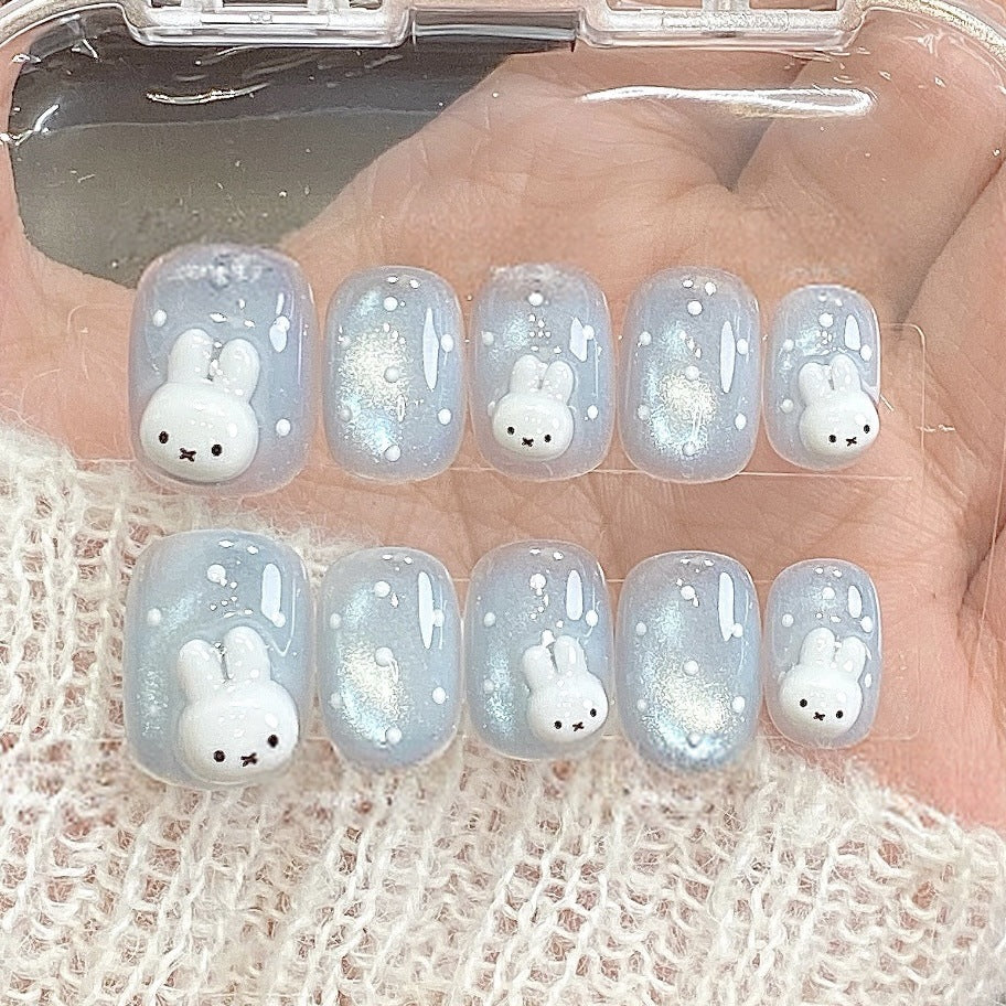 Decorative Press-On Nail Art Set with Whimsical Bunny Design — product view 1