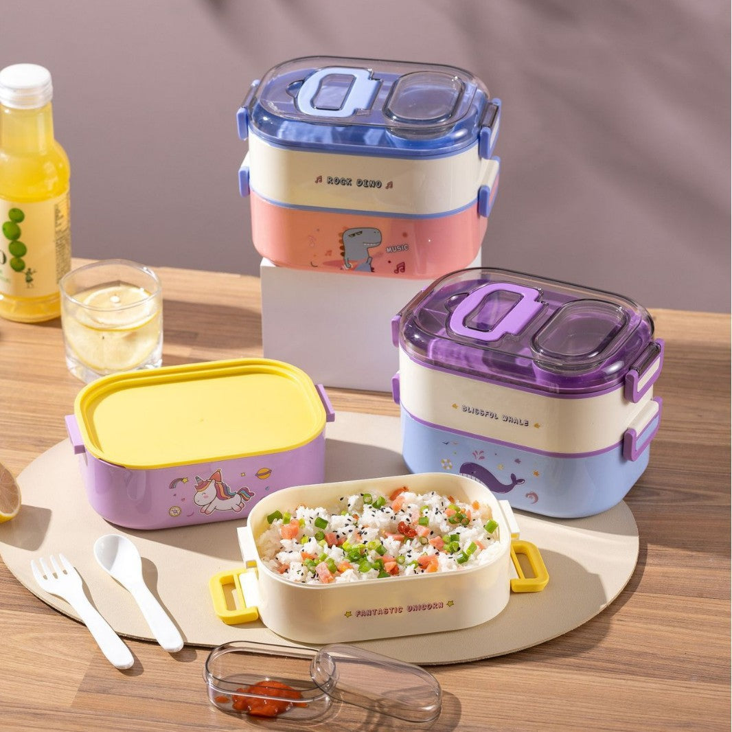 Cartoon-Themed Multi-Compartment Lunch Box — product view 1