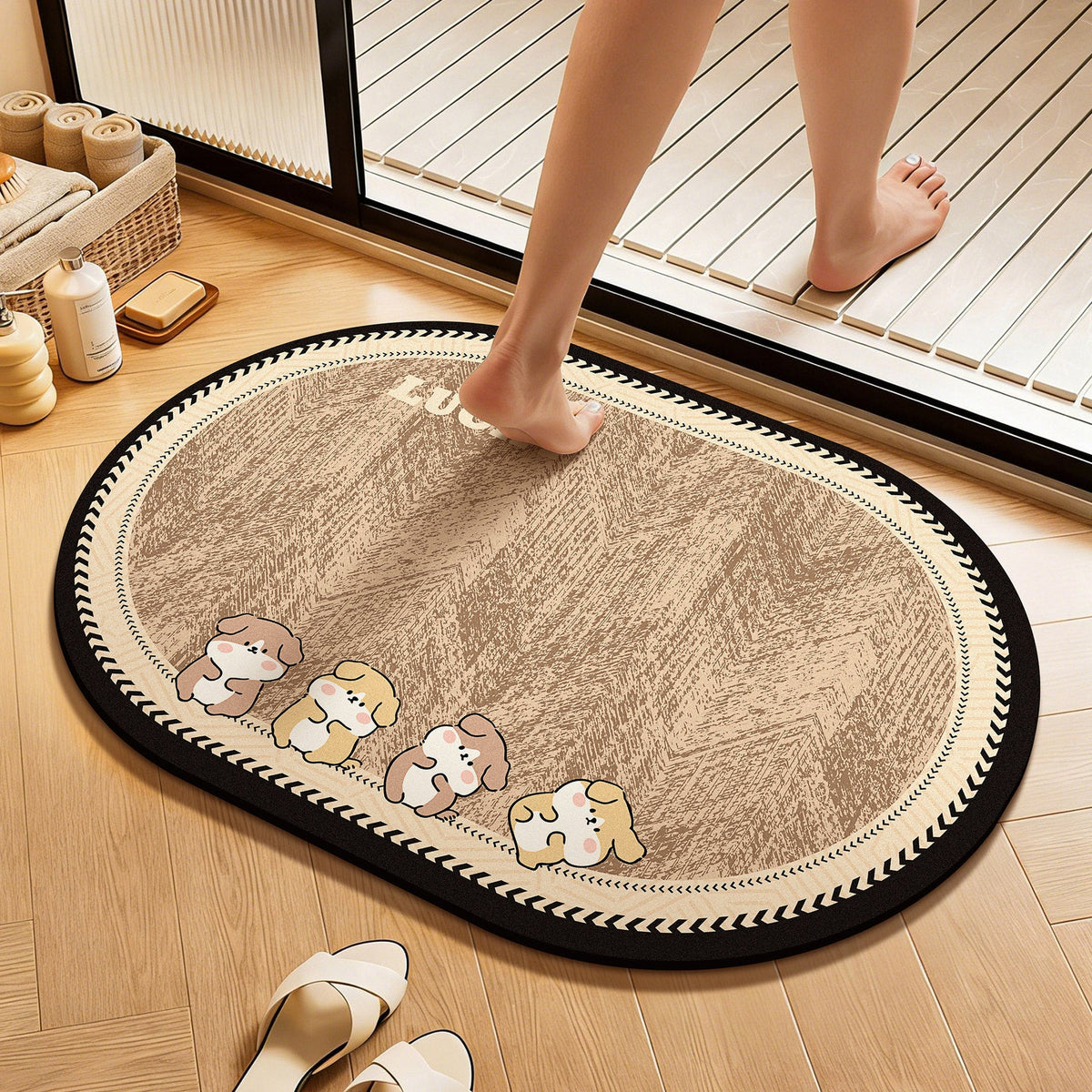 Playful Cartoon Animal-Themed Bath Mat — product view 3