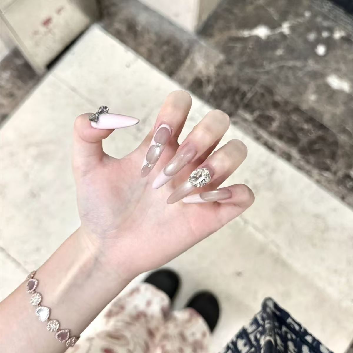 Glamorous Stiletto Nail Art Extensions with Crystal Accents — product view 3