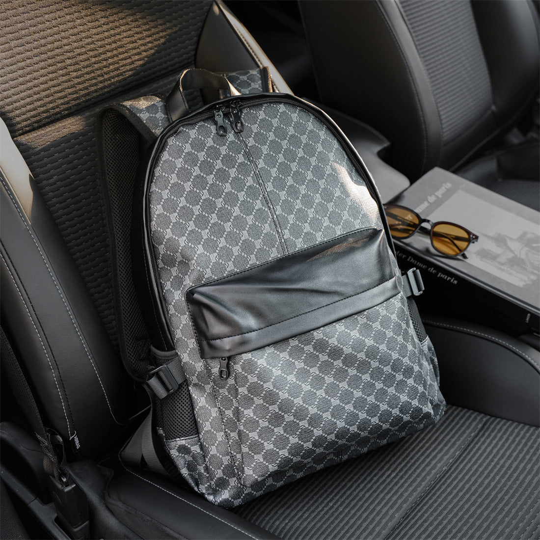 Fashionable city backpack with stylish pattern and durable outer material LoungeYard — product view 1