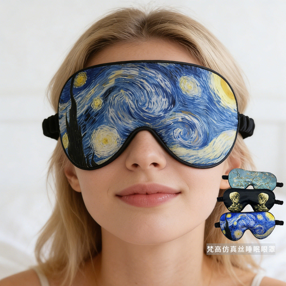 Unisex soft ergonomic sleep mask with contoured eye area and adjustable elastic band LoungeYard — product view 1