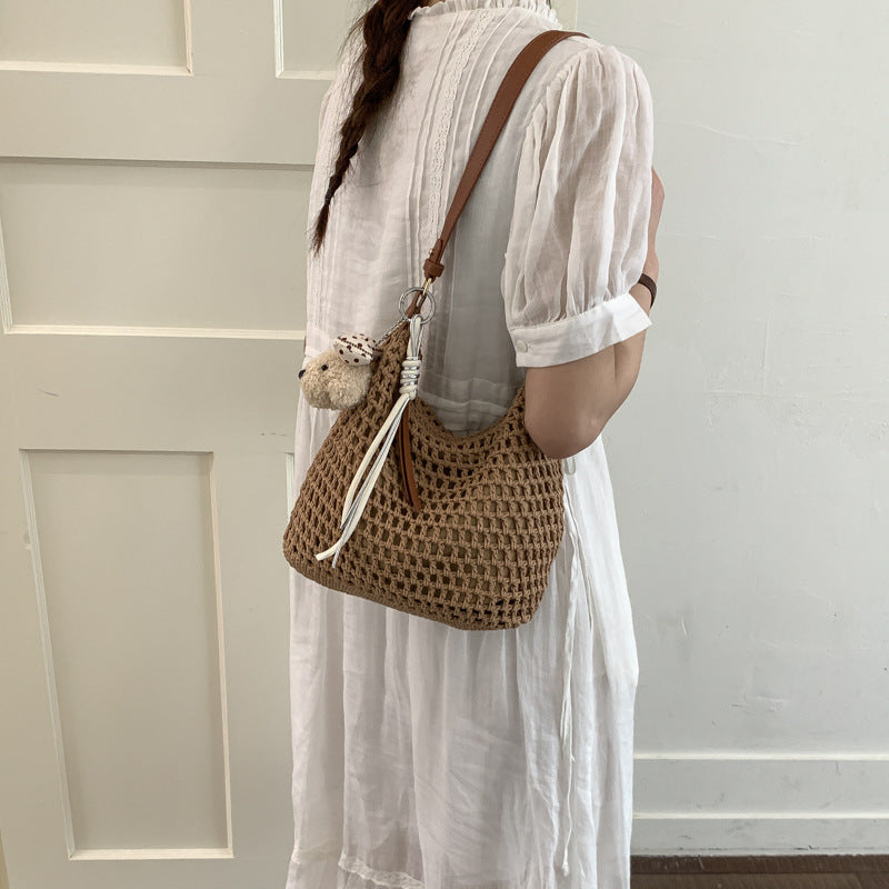 Trendy Mesh Bag with Leather Accents LoungeYard — product view 4
