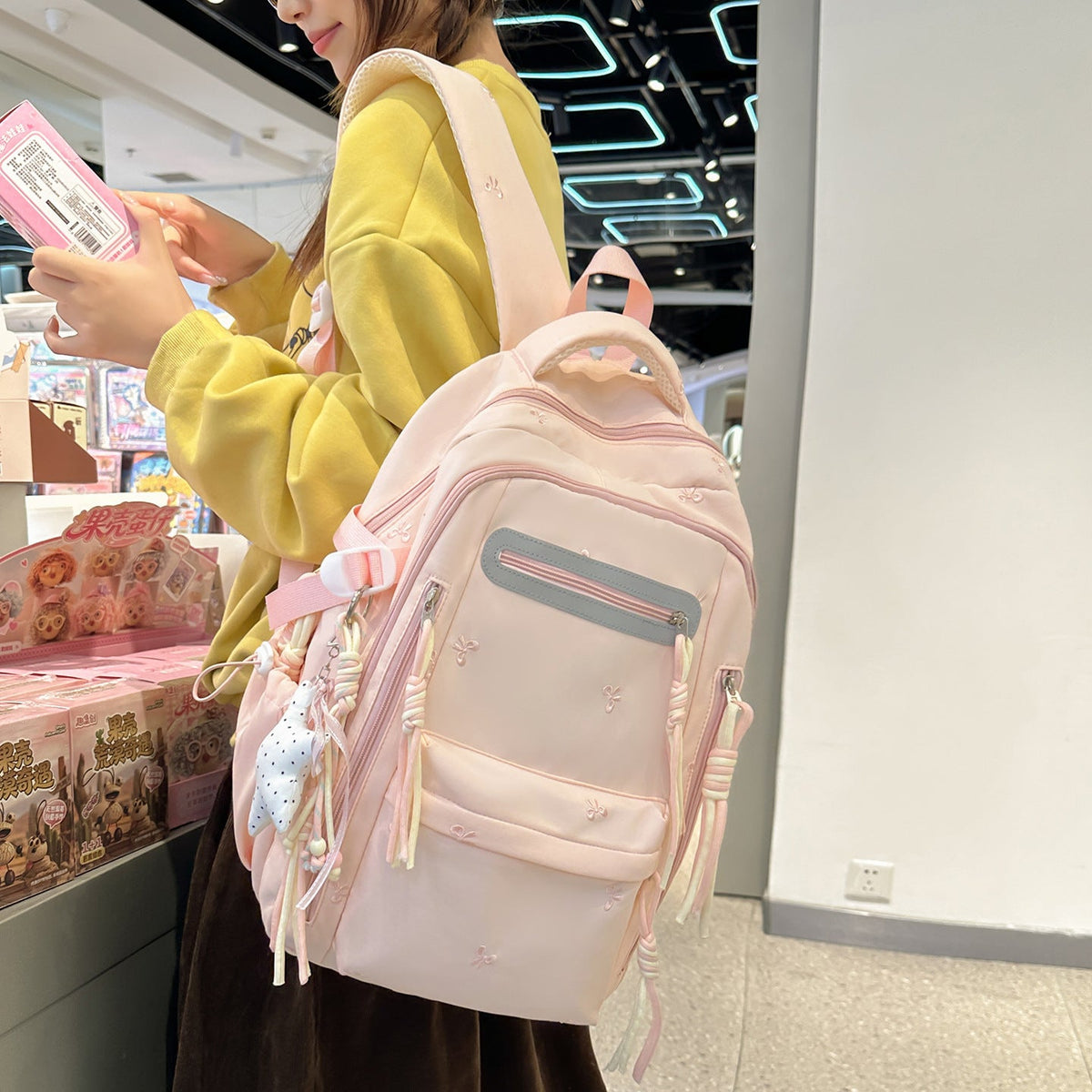 Decorative Floral Embroidered Backpack LoungeYard — product view 2