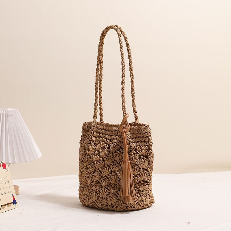 Hand-knotted macrame shoulder bag LoungeYard — product view 2