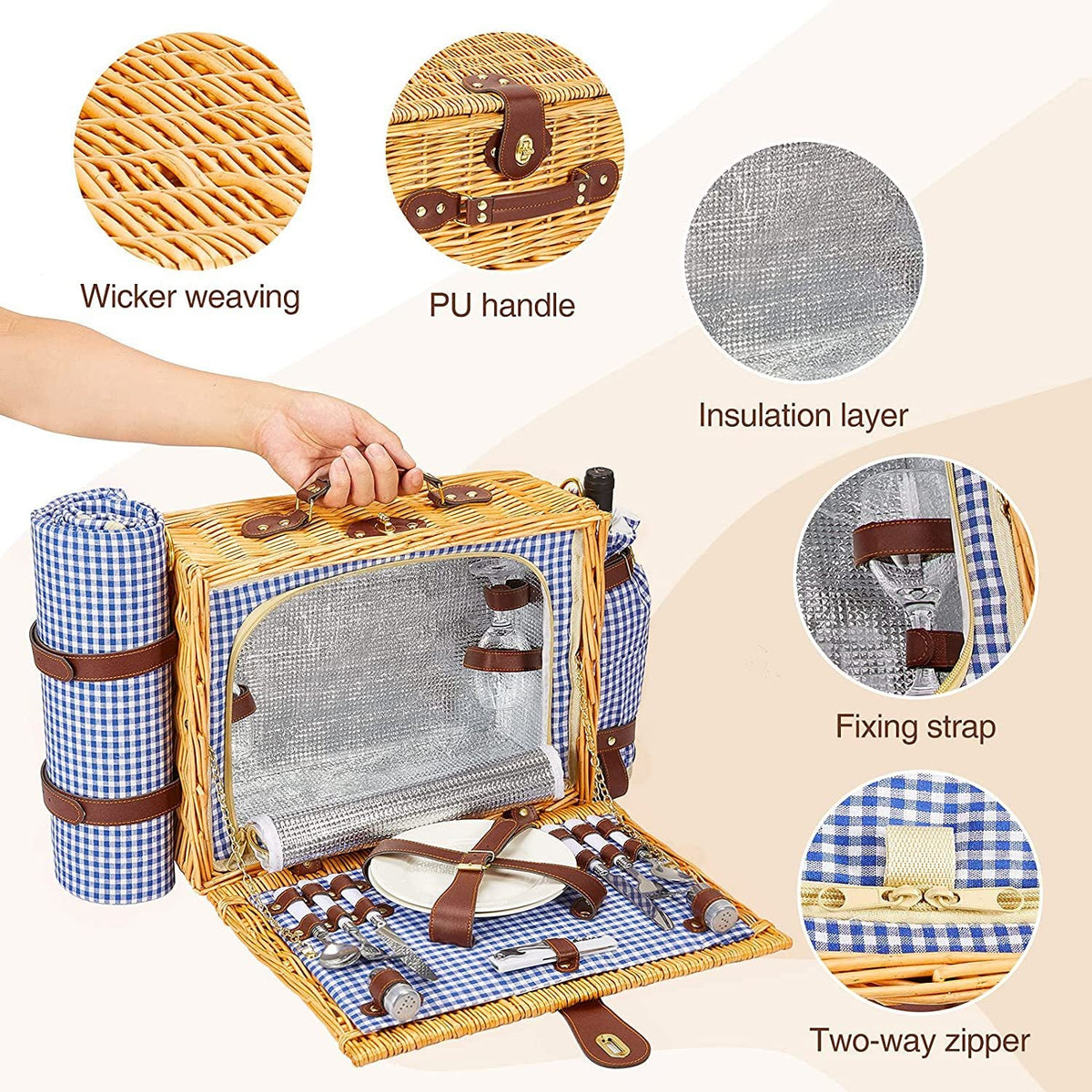 Ladies high-quality picnic basket with classic design LoungeYard — product view 5