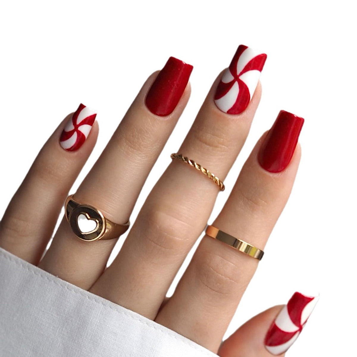 Festive Candy Stripe Nail Art Extensions — product view 5