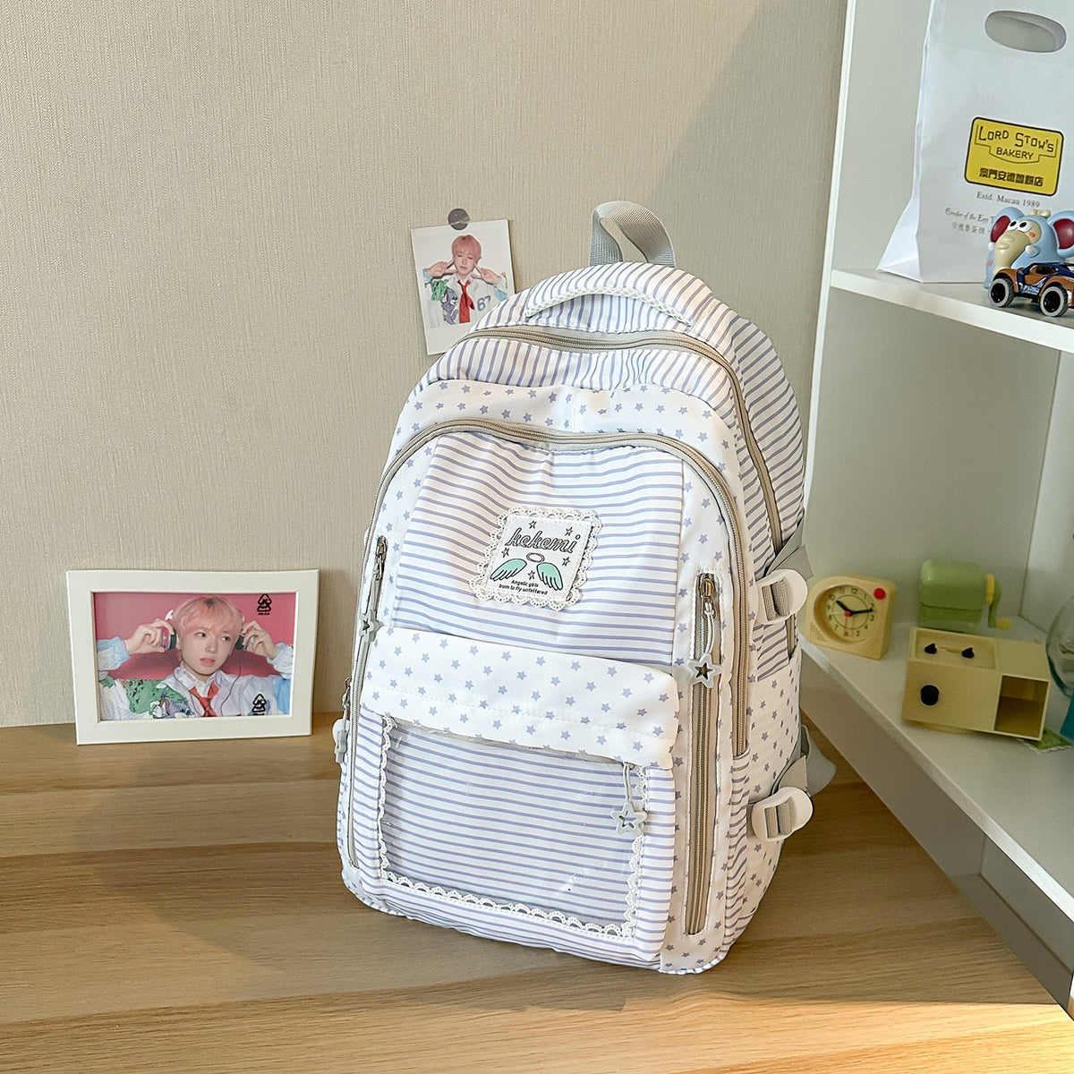 Cute Star-Patterned School Backpack LoungeYard — product view 6