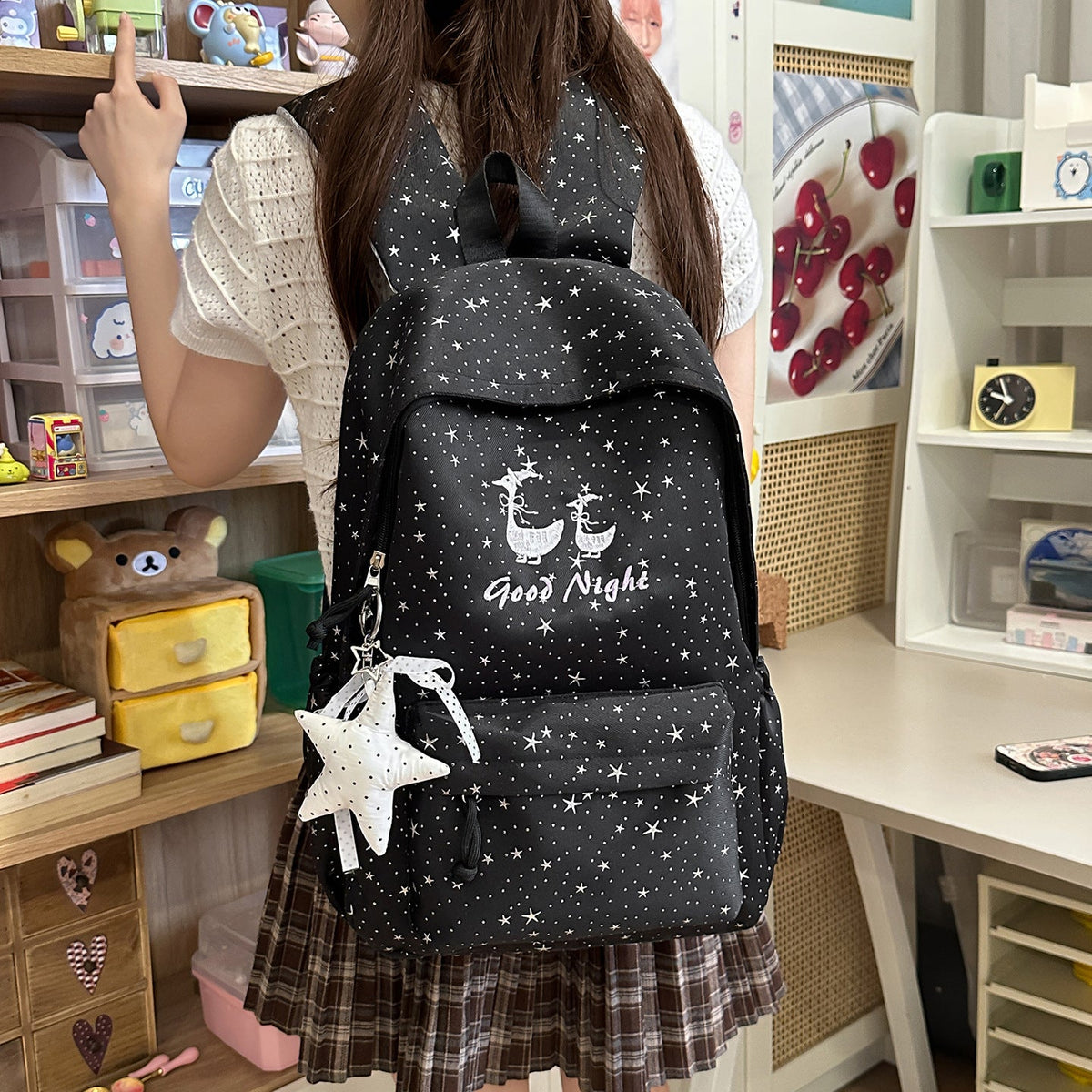 Star-Embellished Casual Backpack LoungeYard 1791205643 — product view 3